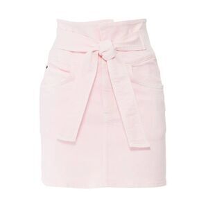 Rebecca Minkoff Callie Denim Tie Waist Mini Skirt Pale Light Pink XXL